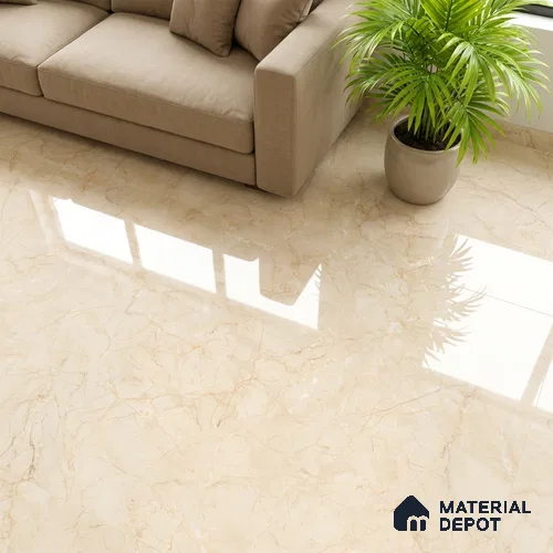 Marble Wall & Floor Tile TL 05139 Marblis Beige Mirage 4 ft x 2 ft Vitrified Endless Glossy Finish - 9 mm (Random 4) | Suitable for Living Room, Bedroom & Bathroom