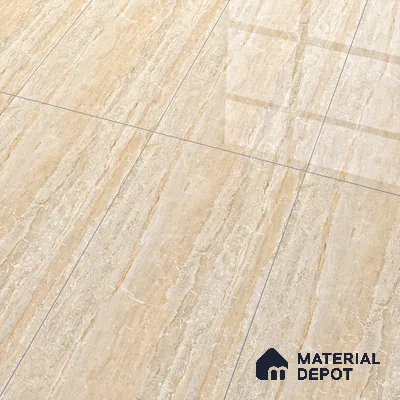 Marble Endless Travertine Wall & Floor Tile TL 05140 Sand Beige 4 ft x 2 ft Glossy Finish Vitrified Tile - 9 mm | 2 Random Designs | Suitable For Living Room, Bedroom, Dining
