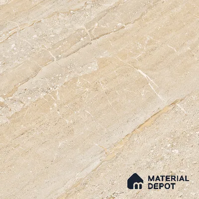 Marble Endless Travertine Wall & Floor Tile TL 05140 Sand Beige 4 ft x 2 ft Glossy Finish Vitrified Tile - 9 mm | 2 Random Designs | Suitable For Living Room, Bedroom, Dining