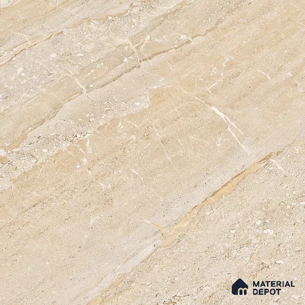 Marble Endless Travertine Wall & Floor Tile TL 05140 Sand Beige 4 ft x 2 ft Glossy Finish Vitrified Tile - 9 mm | 2 Random Designs | Suitable For Living Room, Bedroom, Dining