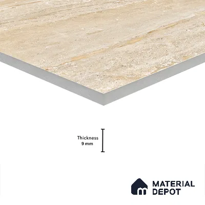 Marble Endless Travertine Wall & Floor Tile TL 05140 Sand Beige 4 ft x 2 ft Glossy Finish Vitrified Tile - 9 mm | 2 Random Designs | Suitable For Living Room, Bedroom, Dining