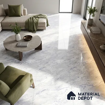 Marble Endless Carrara Wall & Floor Tile TL 05141 Cool White 4 ft x 2 ft Glossy Finish Vitrified Tile - 9 mm | 4 Random Designs | Suitable For Living Room, Bedroom, Dining
