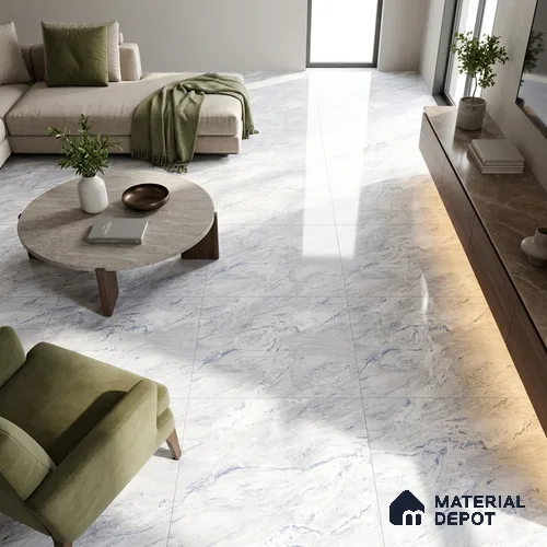 Marble Endless Carrara Wall & Floor Tile TL 05141 Cool White 4 ft x 2 ft Glossy Finish Vitrified Tile - 9 mm | 4 Random Designs | Suitable For Living Room, Bedroom, Dining