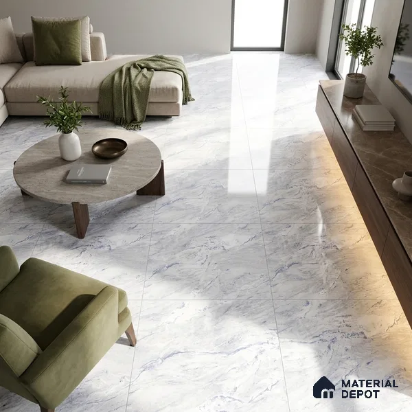 Marble Endless Carrara Wall & Floor Tile TL 05141 Cool White 4 ft x 2 ft Glossy Finish Vitrified Tile - 9 mm | 4 Random Designs | Suitable For Living Room, Bedroom, Dining