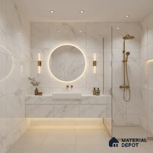 Marble Wall & Floor Tile TL 05142 Marblis Snow Blossom 4 ft x 2 ft Vitrified  Glossy Finish - 9 mm (Random 6) | Suitable for Living Room, Bedroom & Bathroom