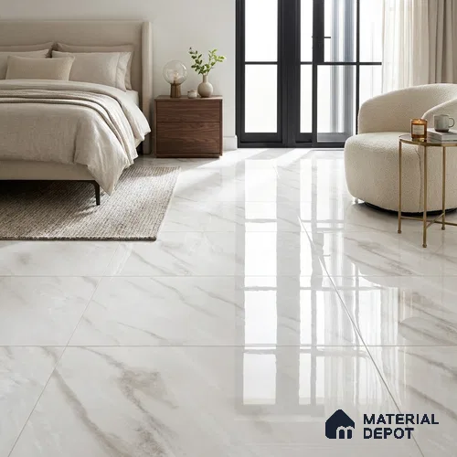 Marble Wall & Floor Tile TL 05142 Marblis Snow Blossom 4 ft x 2 ft Vitrified  Glossy Finish - 9 mm (Random 6) | Suitable for Living Room, Bedroom & Bathroom
