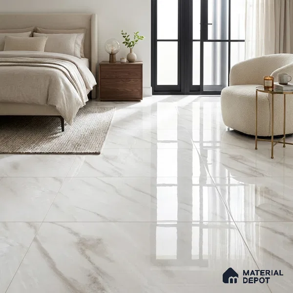 Marble Wall & Floor Tile TL 05142 Marblis Snow Blossom 4 ft x 2 ft Vitrified Glossy Finish - 9 mm (Random 6) | Suitable for Living Room, Bedroom & Bathroom