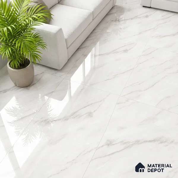 Marble Wall & Floor Tile TL 05142 Marblis Snow Blossom 4 ft x 2 ft Vitrified  Glossy Finish - 9 mm (Random 6) | Suitable for Living Room, Bedroom & Bathroom