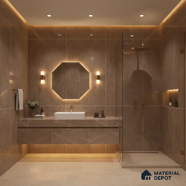 Marble Wall & Floor Tile TL 05143 Marblis Cedar Stone 4 ft x 2 ft Vitrified Glossy Finish - 9 mm (Random 4) | Suitable for Living Room, Bedroom & Bathroom