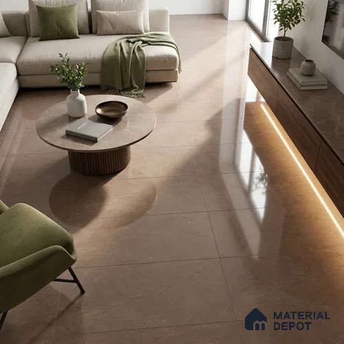 Marble Emperador Wall & Floor Tile TL 05143 Mocha Brown 4 ft x 2 ft Glossy Finish Vitrified Tile - 9 mm | 4 Random Designs | Suitable For Living Room, Bedroom, Dining