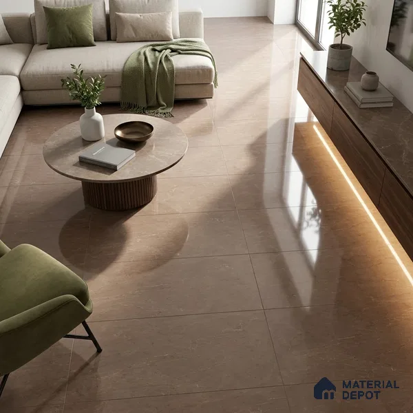 Marble Emperador Wall & Floor Tile TL 05143 Mocha Brown 4 ft x 2 ft Glossy Finish Vitrified Tile - 9 mm | 4 Random Designs | Suitable For Living Room, Bedroom, Dining