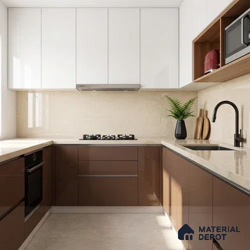 Marble Wall & Floor Tile TL 05144 Marblis Golden Dune 4 ft x 2 ft Vitrified  Glossy Finish - 9 mm (Random 4) | Suitable for Living Room, Bedroom & Bathroom