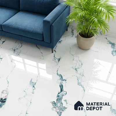 Marble Wall & Floor Tile TL 05145 Marblis Polar Mist 4 ft x 2 ft Vitrified Endless Glossy Finish - 9 mm (Random 4) | Suitable for Living Room, Bedroom & Bathroom