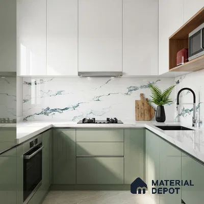 Marble Wall & Floor Tile TL 05145 Marblis Polar Mist 4 ft x 2 ft Vitrified Endless Glossy Finish - 9 mm (Random 4) | Suitable for Living Room, Bedroom & Bathroom