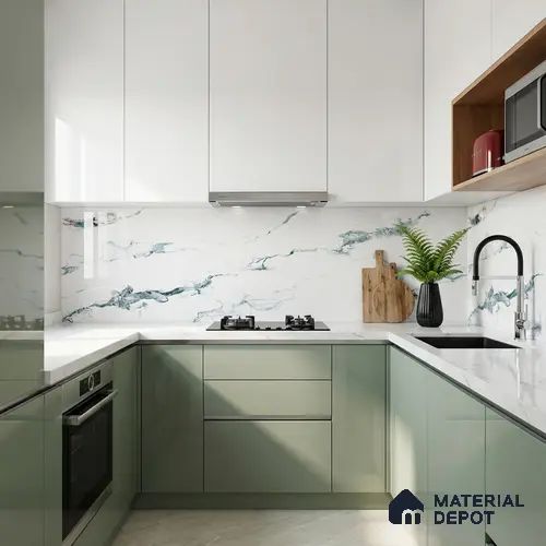Marble Wall & Floor Tile TL 05145 Marblis Polar Mist 4 ft x 2 ft Vitrified Endless Glossy Finish - 9 mm (Random 4) | Suitable for Living Room, Bedroom & Bathroom