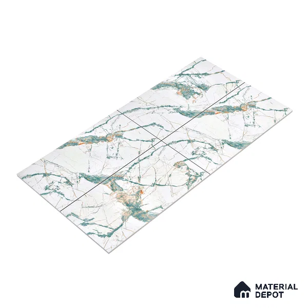 Marble Endless Calacatta Wall & Floor Tile TL 05146 Off-White 4 ft x 2 ft Glossy Finish Vitrified Tile - 9 mm | 3 Random Designs | Suitable For Living Room, Bedroom, Dining