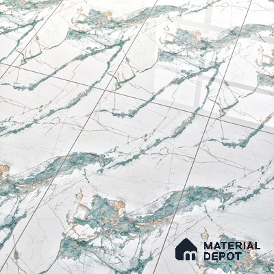 Marble Endless Calacatta Wall & Floor Tile TL 05146 Off-White 4 ft x 2 ft Glossy Finish Vitrified Tile - 9 mm | 3 Random Designs | Suitable For Living Room, Bedroom, Dining