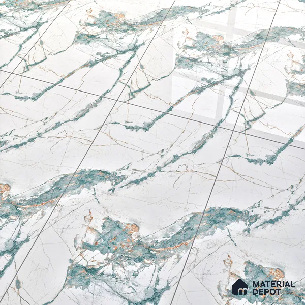 Marble Endless Calacatta Wall & Floor Tile TL 05146 Off-White 4 ft x 2 ft Glossy Finish Vitrified Tile - 9 mm | 3 Random Designs | Suitable For Living Room, Bedroom, Dining