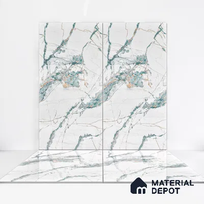 Marble Endless Calacatta Wall & Floor Tile TL 05146 Off-White 4 ft x 2 ft Glossy Finish Vitrified Tile - 9 mm | 3 Random Designs | Suitable For Living Room, Bedroom, Dining