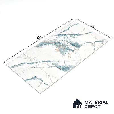 Marble Endless Calacatta Wall & Floor Tile TL 05146 Off-White 4 ft x 2 ft Glossy Finish Vitrified Tile - 9 mm | 3 Random Designs | Suitable For Living Room, Bedroom, Dining