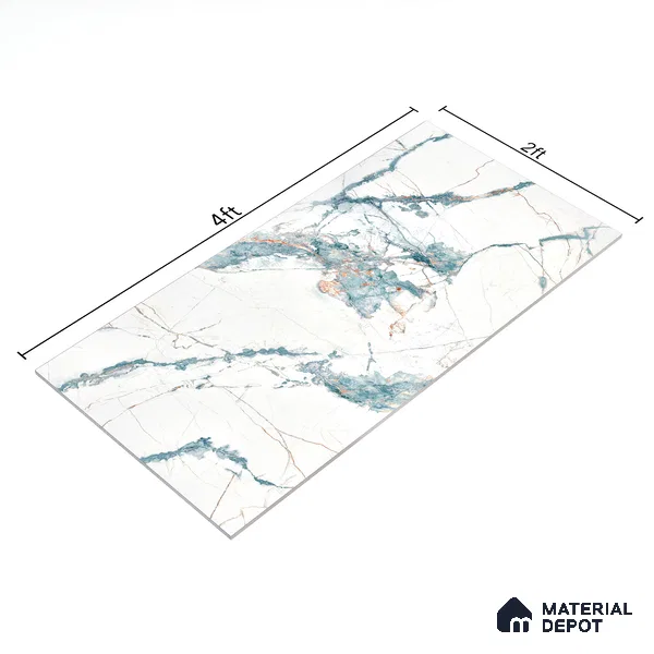 Marble Endless Calacatta Wall & Floor Tile TL 05146 Off-White 4 ft x 2 ft Glossy Finish Vitrified Tile - 9 mm | 3 Random Designs | Suitable For Living Room, Bedroom, Dining