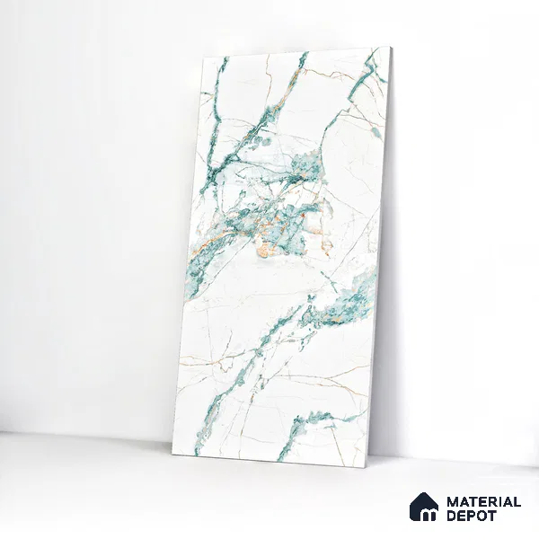 Marble Endless Calacatta Wall & Floor Tile TL 05146 Off-White 4 ft x 2 ft Glossy Finish Vitrified Tile - 9 mm | 3 Random Designs | Suitable For Living Room, Bedroom, Dining