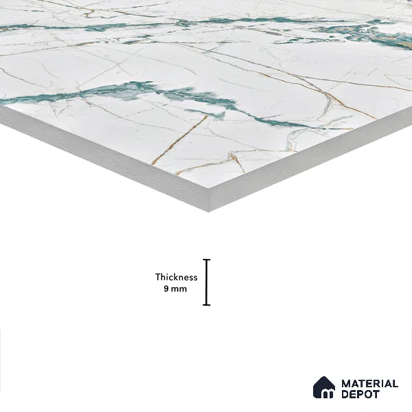 Marble Endless Calacatta Wall & Floor Tile TL 05146 Off-White 4 ft x 2 ft Glossy Finish Vitrified Tile - 9 mm | 3 Random Designs | Suitable For Living Room, Bedroom, Dining