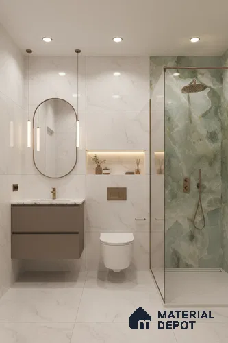 Marble Wall & Floor Tile TL 05147 Marblis Jade Cascade 4 ft x 2 ft Vitrified Endless Glossy Finish - 9 mm (Random 4) | Suitable for Living Room, Bedroom & Bathroom