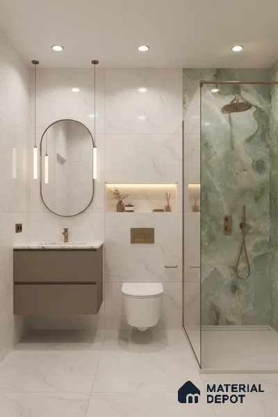 Marble Wall & Floor Tile TL 05147 Marblis Jade Cascade 4 ft x 2 ft Vitrified Endless Glossy Finish - 9 mm (Random 4) | Suitable for Living Room, Bedroom & Bathroom