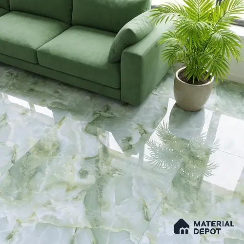 Marble Wall & Floor Tile TL 05147 Marblis Jade Cascade 4 ft x 2 ft Vitrified Endless Glossy Finish - 9 mm (Random 4) | Suitable for Living Room, Bedroom & Bathroom