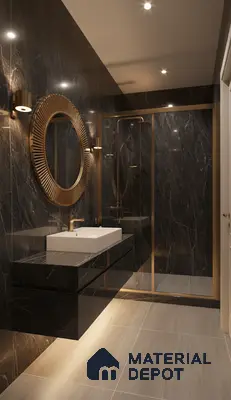 Marble Wall & Floor Tile TL 05148 Marblis Obsidian Veil 4 ft x 2 ft Vitrified  High Gloss Finish - 9 mm (Random 4) | Suitable for Living Room, Bedroom & Bathroom