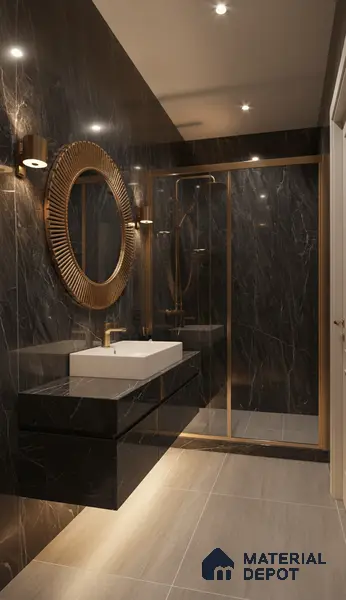 Marble Wall & Floor Tile TL 05148 Marblis Obsidian Veil 4 ft x 2 ft Vitrified High Gloss Finish - 9 mm (Random 4) | Suitable for Living Room, Bedroom & Bathroom