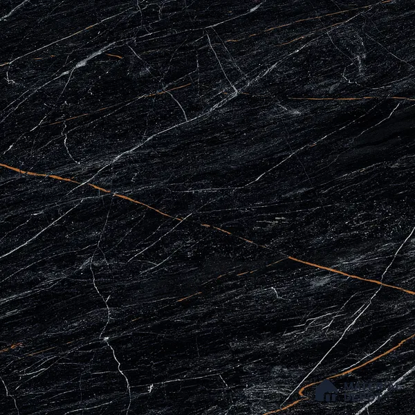 Marble Sahara Noir Wall & Floor Tile TL 05148 Graphite Black 4 ft x 2 ft High Gloss Finish Vitrified Tile - 9 mm | 4 Random Designs | Suitable For Living Room, Bedroom, Dining