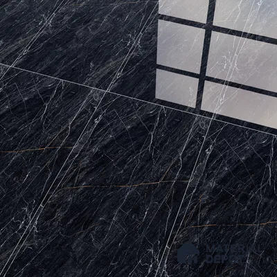 Marble Sahara Noir Wall & Floor Tile TL 05148 Graphite Black 4 ft x 2 ft High Gloss Finish Vitrified Tile - 9 mm | 4 Random Designs | Suitable For Living Room, Bedroom, Dining