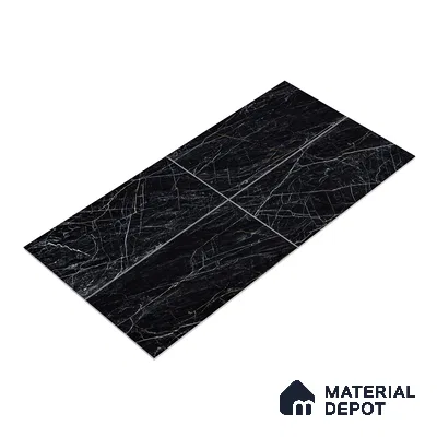 Marble Sahara Noir Wall & Floor Tile TL 05148 Graphite Black 4 ft x 2 ft High Gloss Finish Vitrified Tile - 9 mm | 4 Random Designs | Suitable For Living Room, Bedroom, Dining
