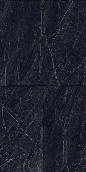 Marble Sahara Noir Wall & Floor Tile TL 05148 Graphite Black 4 ft x 2 ft High Gloss Finish Vitrified Tile - 9 mm | 4 Random Designs | Suitable For Living Room, Bedroom, Dining