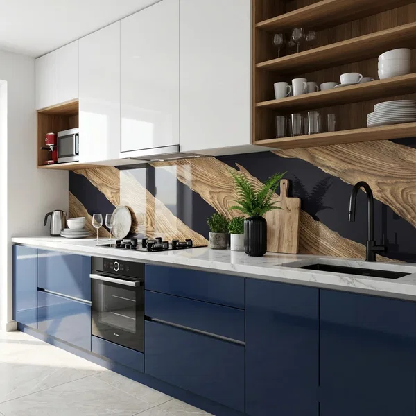 Wood Wall & Floor Tile TL 05150 Mokuzai Hazelwood 4 ft x 2 ft Vitrified Endless High Gloss Finish - 9 mm (Random 2) | Suitable for Living Room, Bedroom & Bathroom