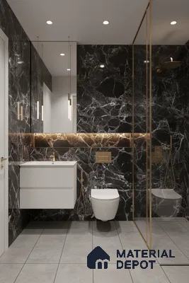 Marble Wall & Floor Tile TL 05151 Marblis Midnight Elegance 4 ft x 2 ft Vitrified Endless High Gloss Finish - 9 mm (Random 4) | Suitable for Living Room, Bedroom & Bathroom