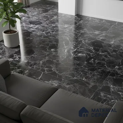 Marble Wall & Floor Tile TL 05151 Marblis Midnight Elegance 4 ft x 2 ft Vitrified Endless High Gloss Finish - 9 mm (Random 4) | Suitable for Living Room, Bedroom & Bathroom