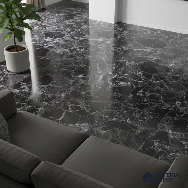 Marble Wall & Floor Tile TL 05151 Marblis Midnight Elegance 4 ft x 2 ft Vitrified Endless High Gloss Finish - 9 mm (Random 4) | Suitable for Living Room, Bedroom & Bathroom