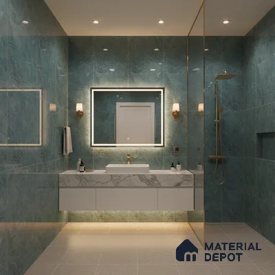 Marble Wall & Floor Tile TL 05152 Marblis Azure Mist 4 ft x 2 ft Vitrified  High Gloss Finish - 9 mm (Random 4) | Suitable for Living Room, Bedroom & Bathroom