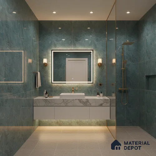 Marble Wall & Floor Tile TL 05152 Marblis Azure Mist 4 ft x 2 ft Vitrified  High Gloss Finish - 9 mm (Random 4) | Suitable for Living Room, Bedroom & Bathroom
