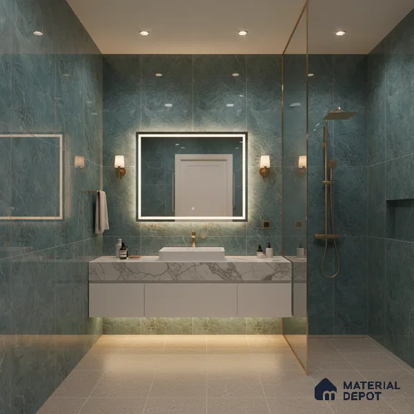 Marble Wall & Floor Tile TL 05152 Marblis Azure Mist 4 ft x 2 ft Vitrified High Gloss Finish - 9 mm (Random 4) | Suitable for Living Room, Bedroom & Bathroom
