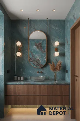 Marble Wall & Floor Tile TL 05152 Marblis Azure Mist 4 ft x 2 ft Vitrified  High Gloss Finish - 9 mm (Random 4) | Suitable for Living Room, Bedroom & Bathroom