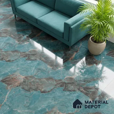 Marble Wall & Floor Tile TL 05152 Marblis Azure Mist 4 ft x 2 ft Vitrified  High Gloss Finish - 9 mm (Random 4) | Suitable for Living Room, Bedroom & Bathroom