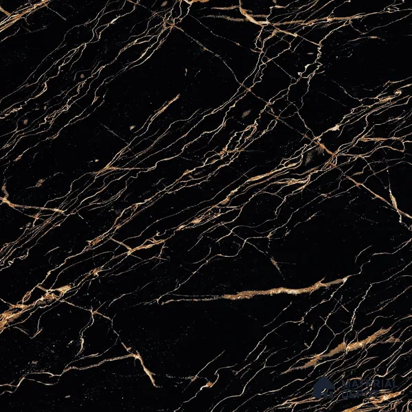 Marble Portoro Wall & Floor Tile TL 05153 Jet Black 4 ft x 2 ft High Gloss Finish Vitrified Tile - 9 mm | 6 Random Designs | Suitable For Living Room, Bedroom, Dining
