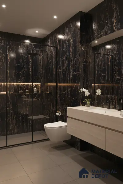 Marble Wall & Floor Tile TL 05153 Marblis Onyx Whisper 4 ft x 2 ft Vitrified  High Gloss Finish - 9 mm (Random 6) | Suitable for Living Room, Bedroom & Bathroom