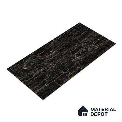 Marble Portoro Wall & Floor Tile TL 05153 Jet Black 4 ft x 2 ft High Gloss Finish Vitrified Tile - 9 mm | 6 Random Designs | Suitable For Living Room, Bedroom, Dining