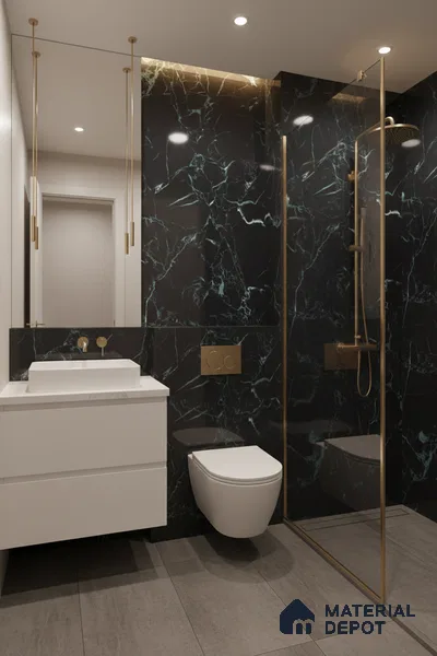 Marble Wall & Floor Tile TL 05154 Marblis Shadow Vein 4 ft x 2 ft Vitrified Endless High Gloss Finish - 9 mm (Random 4) | Suitable for Living Room, Bedroom & Bathroom