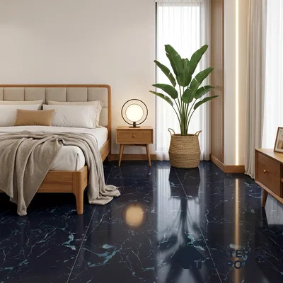 Marble Wall & Floor Tile TL 05154 Marblis Shadow Vein 4 ft x 2 ft Vitrified Endless High Gloss Finish - 9 mm (Random 4) | Suitable for Living Room, Bedroom & Bathroom